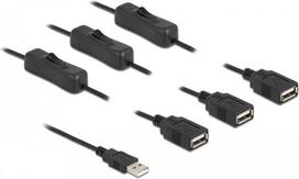 Delock - Netz-Splitter - USB (M) bis USB (W) 2 A - 1,0m - Schwarz (86804)