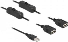 Delock - Netz-Splitter - USB (M) zu USB (W) 2 A - 1,0m - Schwarz (86803)