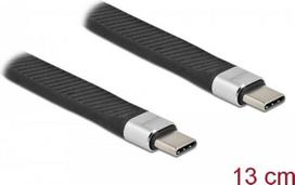 Delock - USB-Kabel - USB-C (M) bis USB-C (M) - USB 3.2 Gen 2 - 20 V - 5 A - 13 cm - flach - Schwarz (86939)