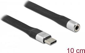 Delock - Audio-Adapter - USB-C (M) bis 4-poliger Mini-Stecker (W) - 10cm - flach - Schwarz (86942)