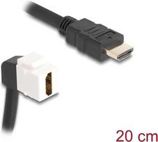 Delock - HDMI-Kabel - HDMI männlich zu HDMI weiblich abgewinkelt, Keystone - 20cm - Schwarz / Weiß - unterstützt 8K 60 Hz (7680 x 4320) (86974)
