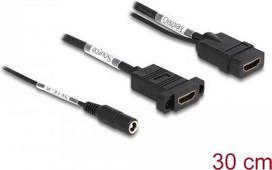 Delock - HDMI-Adapter - HDMI, Gleichstromstecker 5,5 x 2,1 mm weiblich bis HDMI weiblich - 30cm - Schwarz - unterstützt 4K 60 Hz (3840 x 2160) (87038)