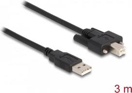 Delock - USB-Kabel - USB (M) bis USB Typ B (M) - USB2.0 - 3,0m - Daumenschrauben - Schwarz (87215)