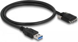 Delock - USB-Kabel - USB Typ A (M) bis Micro-USB Type B (M) - USB3.0 - 50cm - Daumenschrauben - Schwarz (87798)