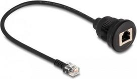 Delock Kabel RJ12 Stecker zu RJ12 Buchse zum Einbau 30 cm schwarz (87955)