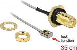 DeLOCK - Antennenkabel - RP-SMA (W) Bulkhead bis MHF I LK (M) - 35cm - Koax - Grau, Schwarz (90292)