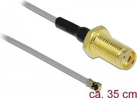 DeLOCK - Antennenkabel - SMA (W) bis MHF 4L (M) - 35cm - Koax - Grau (90403)