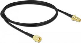 DeLOCK - Antennenverlängerungskabel - RP-SMA (S) bis RP-SMA (W) - 1 m - Koax - Schwarz - Daumenschrauben