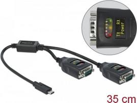 Delock Adapter USB Type-C to 2 x Serial RS-232 DB9 with 15 kV ESD protection - Serieller Adapter - USB-C - RS-232 x 2