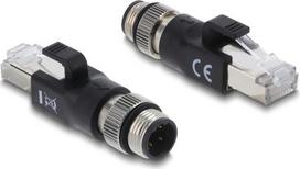 Delock M12 Adapter D-kodiert 4 Pin Stecker zu RJ45 schwarz (90831)