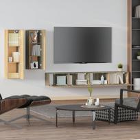 Televizoriaus spintelių komplektas, 4 dalių, ąžuolo