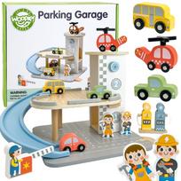 WOOPIE GREEN medinis garažas 2in1 degalinė su automobiliais ir figūrėlėmis, 12 vnt., FSC