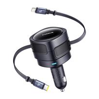 Baseus Enjoyment Max car charger with USB-C+Lightning cables 60W Black