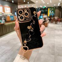 Prabangus Soft Love Heart apyrankės telefono dėklas, skirtas iPhone 11 12 13 14 15 16 Pro Max XS X XR 7 8 Plus SE 2020 2022 pūkuotas buferio galinis dangtelis iPhone 14 Pro Max balta