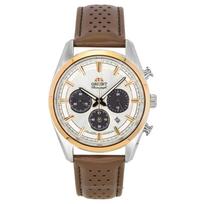 Orient Contemporary Chronograph Odinis Dirželis Baltas Ciferblatas Kvarcinis RA-TX0306S Vyriškas Laikrodis balta