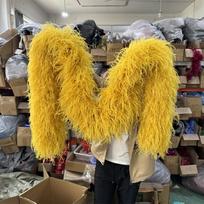 DIY 2Meters 35Ply Thick Ostrich Feather Boa 1/3/6/10Ply for Needlework Sewing Skirt Fringed Wedding Carnival Party Dress Accessories 1Ply mėlyna