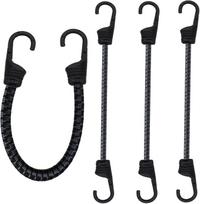 Bungee Cords with Dual Metal Hooks,12Inch Heavy Duty Bungee Cords Outdoor 1/3 Inch Strong Elastic Rope Securing Tie Down for Luggage Camping, Tarps, Pack of 4