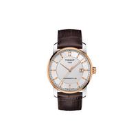 TISSOT Ti Automatinis Mechaninis Ciferblatas Vyriški Laikrodžiai Laikrodis 40mm Baltas Ciferblatas Titano Korpusas Odinis Dirželis T087.407.56.037.00 18K Rose Gold
