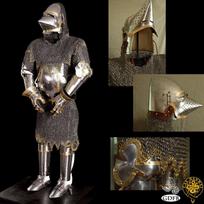 Viduramžių Churburgo pilnas šarvų komplektas Riteris Kryžiuotis Bascinet šarvai