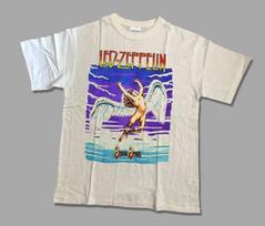 Vintažiniai Led Zeppelin marškinėliai unisex S-2XL Balti 1980-ųjų Swan Song dvipusiai Unisex marškinėliai L beige