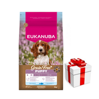 EUKANUBA Puppy&Junior Small/Medium Grain Free 12kg + STAIGMENA ŠUNUI