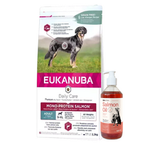 EUKANUBA Mono-Protein Salmon 2,3kg + LAB V Lašišų aliejus šunims ir katėms 500ml
