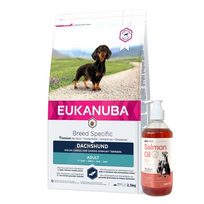 Eukanuba Breed Specific Adult Dachshund 2,5kg + LAB V Lašišų aliejus šunims ir katėms 500ml