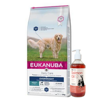 EUKANUBA Daily Care Overweight Adult Dog 12kg + LAB V Lašišų aliejus šunims ir katėms 500ml