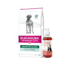 EUKANUBA Restricted Calorie 12kg + LAB V Lašišų aliejus šunims ir katėms 500ml
