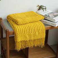 Šiaurietiško stiliaus prabangi sofos pledas ir skara biurui, trumpam miegui ir lovai 130 x 160 cm (with tassels) 520g chaki