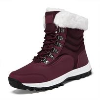 Women's Winter Warm Snow Boots Faux Fur Lining Waterproof Mid-Calf Ankle Booties Anti-Slip Outdoor Shoes for Women Lace Up Walking Hiking Sport Boots 36