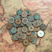 50PCS 20MM Round Wood Buttons for Crafts Mixed Vintage Wooden Craft Button with 2 Holes for Crafting DIY Sewing Decorative 20mm(0.79inch)