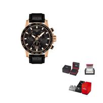 TISSOT Daring Collection Kvarcinis Mechanizmas Vyriški Laikrodžiai Laikrodis 45.5mm Juodas Ciferblatas Odinis Dirželis T125.617.36.051.00 Regular Watch Box