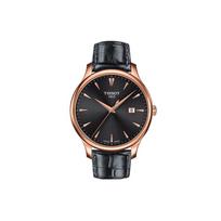 TISSOT Junya Collection Kvarcinis Mechanizmas Vyriškas Laikrodis 42mm Juodas Ciferblatas Paauksuotas Laikrodžio Korpusas Odinis Dirželis T063.610.36.086.00 Black Dial