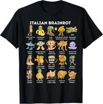 Types of Italian Brainrot Meme Character Hand Drawn T-Shirt Unisex T-Shirt XXL