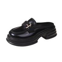 Moteriški mulai slydimo vaikščiojimo batai Platforma Stori Patogūs kvadratiniai pirštai Stambūs kulnai Šlepetės be nugarų Penny Loafers Moteriški batai 35