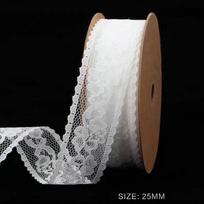 5 Metrai Nėriniu Juostele 25mm Baltas Audinys Dovanų Pakavimui Kalėdinė Vestuvių Dekoracija Pasidaryk Pats Nėriniai be Elastingumo Siuvimo Aksesuarai 5 Meters