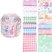 40Pcs Jelly Fabric for Quilting Strips Soft  Quilting Fabric 2.5 x 20 Inch Floral PatchworkFabrics Rolls for Quilting and Sewing 6.5-50CM
