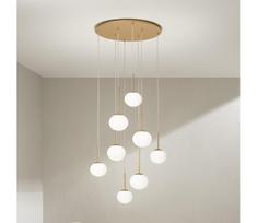 Ondaluce - Pakabinamas šviestuvas ant troselio JEWEL 8xE14/10W/230V Ø 70 cm auksinis/baltas