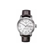 TISSOT vyriškas laikrodis su automatiniu mechaniniu mechanizmu, 39 mm baltu ciferblatu, nerūdijančio plieno korpusu, T055.430.16.017.00 Dark Brown Strap