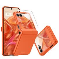 for Motorola Razr 50 2024 / Razr 60 2025 With Hinge Protection,Screen Protector,Full-Body Rugged Anti-Scratch Shockproof Phone Case-Orange juoda