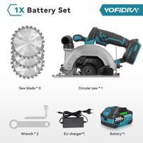 YOFIDRA 6 colių belaidis elektrinis diskinis pjūklas, skaitmeninis ekranas, grandininis pjūklas, daugiafunkcis pjovimo įrankis Makita 18V baterijos kaišteliui 1 Battery EU Plug