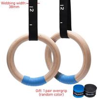 1 pora medinių gimnastikos žiedų su reguliuojamais dirželiais GYM žiedas vaikams suaugusiems namų fitnesui prisitraukimams jėgos treniruotėms 28mm rings black