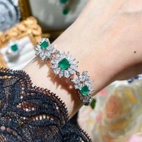 Vintage Lab Emerald Diamond Necklace 925 Sterling Silver Engagement Wedding Chocker Necklace for Women Bridal Jewelry Gift