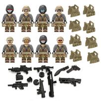 8 vnt. Fiksuojami SWAT Specialiųjų pajėgų kareiviai, karinis ginklas, armija, mini figūrėlės, kaladėlės, modelių konstravimo rinkiniai, edukaciniai žaislai vaikams