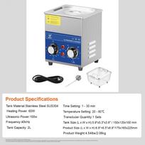 2-30L 40KHZ Ultrasonic Cleaner w/ Heater Timer for Jewelry Cleaning Knob Control Eyeglass Rings Dentures Music Instruments