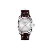 TISSOT Kutu Collection Quartz Movement Women's Watch 32mm Silver Dial Stainless Steel Case Leather Strap T035.210.16.031.03 Silver Dial