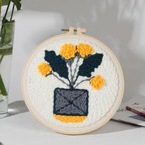 Diy Punch Needle Embroidery Starter Kits Daisy Lily Floral Sewing Kit Funny Easy Punch Needle Kits For Beginner DIY Needlework