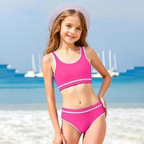 Merginų Bikini Rinkinys - Paaugliškas Maudymosi Kostiumas Atskiras Viršus ir Apatinė Dalys 120 oranžinė