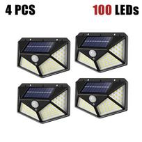 100 LED saulės sieninių šviestuvų lauko saulės lempa vandeniui atspari judesio jutiklis Saulės energija maitinama saulės šviesa sodo dekoravimui 4PC